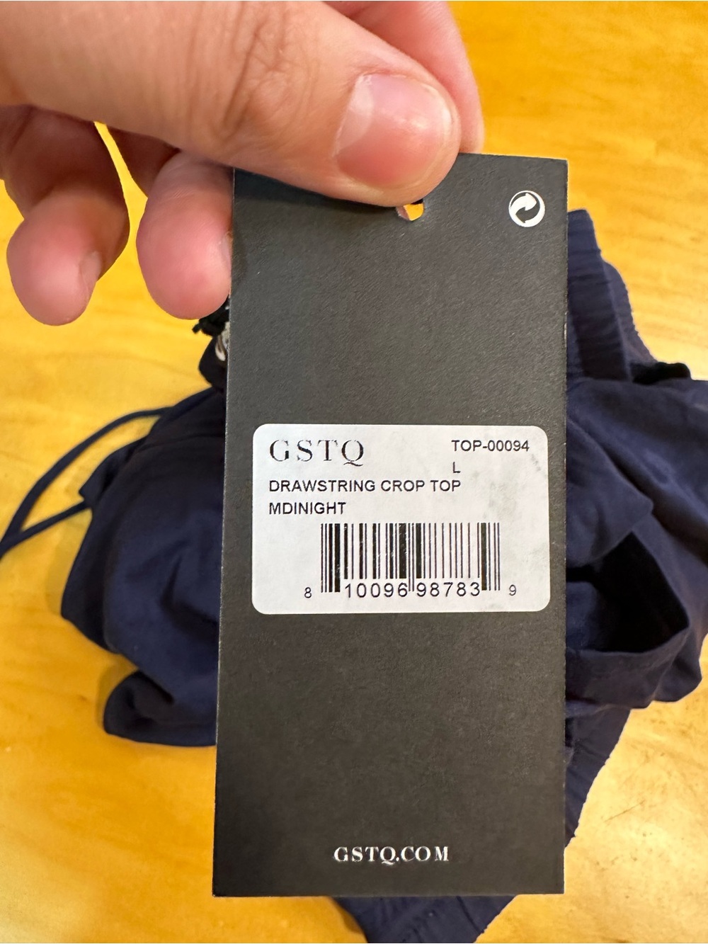 GSTQ Drawstring Crop Top in Midnight Blue Large NWT - Picture 5 of 8
